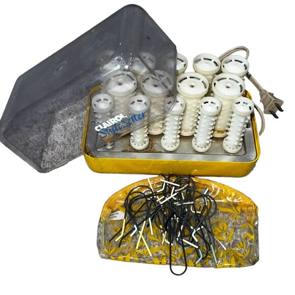 Clairol C-14 Hot Setter Denmark Vintage Hot Rollers Curlers Wax core with Clips - Picture 2 of 6